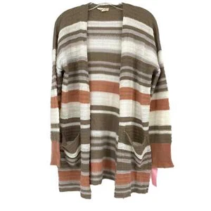 Mystree Brown & White Striped Cardigan | Cozy and Versatile - Picture 1 of 5