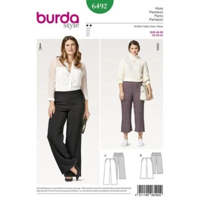 6492 PATRON BURDA  2 PANTALON PANTACOURT GRANDE TAILLE  DU 48 AU 62 - Photo 1/2