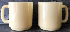 Vtg Glasbake Milk Glass 2PC Coffee Mug Cu79 Painted Pale Yellow Beige - AS IS