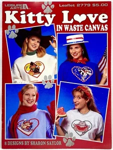 1995 LA Kitty Love In Waste Canvas 2779 Counted Cross Stitch Pattern Book 16035 - Bild 1 von 8