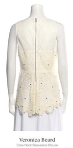 veronica beard ATEMBERAUBENDES Top/Bluse Gr. 4 Reißverschluss hinten ärmellos elfenbein - Bild 1 von 4
