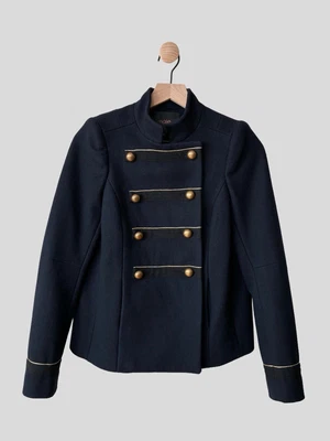 Chaqueta Maje Azul Marino Mezcla Lana Doble Pecho Estilo Militar Talla 38 Foto 1 de 4