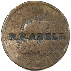 1835 Coronet Head Large Cent, "R.B. ABELL" Counterstamp, Brunk A-71 - Picture 1 of 3