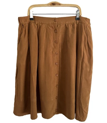 ModCloth A-line Flowy Skirt Women Size L Light Brown Mustard Color With Pockets - Image 1 of 4