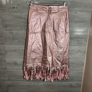 Pretty Garden Metallic Fringe Skirt NEW Size 10 Pink Concert, Fringe, Going Out - Picture 1 of 12