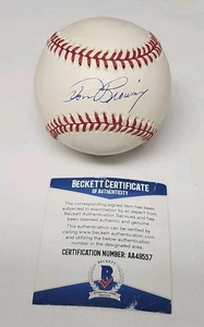 Tom Browning signiert Auto Rawlings offizielle National League Baseball Beckett - Bild 1 von 3