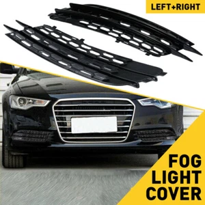 For Audi A6 C7 2012 2013 2014-15 Pair Black Front Bumper Fog Light Cover Grille - Picture 1 of 12