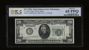 DBR 1928-A $20 FRN Philadelphia Numeral Fr. 2051-C PCGS-B 65 PPQ Ser# C04016254A - Picture 1 of 2