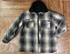 Dickies Flannel Shacket Jacket Mens XL Plaid Snap Hooded Lined Chore Work