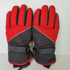 Champion Brand Red Grey Gloves Boys Size 8-16 Waterproof Reflective Ski Snow  - Picture 1 of 7