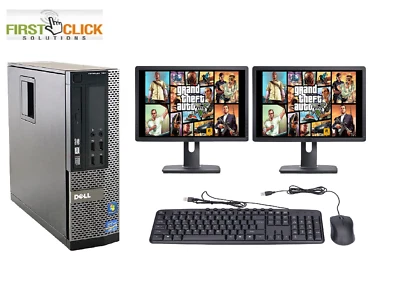 ULTRA FAST Dell Gaming PC Computer i7 8GB 1TB GT710 DUAL MONITORS Windows 11 - Image 1 of 4