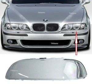 LEFT HEADLIGHT LAMP GLASS LENS COVER LAMPSHADE FOR BMW 5 SERIES E39 2000-2004 - Picture 1 of 5