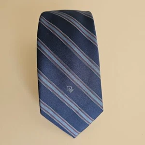 EUC Christian Dior Men's Blue Striped Necktie Tie 3.25" x 56" - Picture 1 of 4