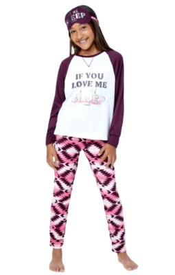 Justice Girls Pajamas Burgundy Size 12/14 Top Pants If You Love Me 2 Piece Set - Image 1 of 4