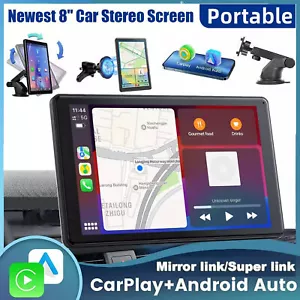Radio estéreo portátil para automóvil con pantalla táctil de 8" inalámbrica Apple Carplay/Android GPS automático - Imagen 1 de 14