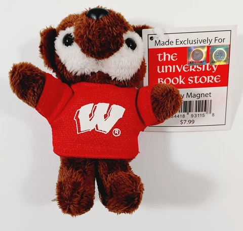 University Of Wisconsin Badgers Bucky Badger Plush Stuffed Animal Magnet - NEW Cover