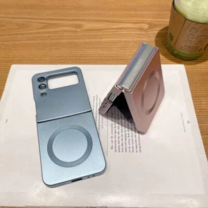 Soft Metal Paint For Samsung Z Flip 5 4 3 Bumper Cover Magnetic Phone Case - Photo 1 sur 13