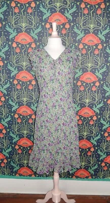 Vestido Boho Grunge Romántico Floral Con Cuentas Verde Jade Y2K Vintage Años 90 Foto 1 de 4