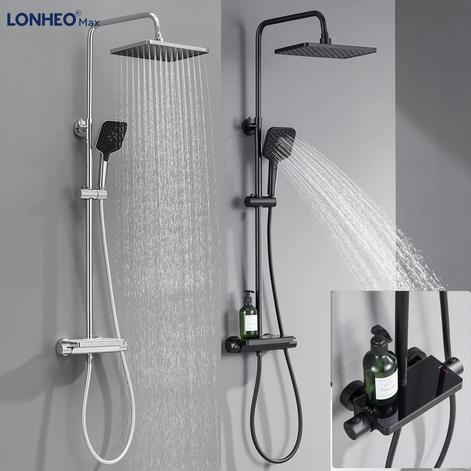 LONHEO MAX Duschsystem mit Thermostat Duscharmatur Regendusche Duschset Dusch Handbrause
