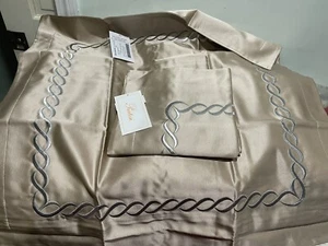Pratesi Italy NWT 3pc F/Q Duvet Set Chain Embroidery Poly/Cotton Lame - Foto 1 di 10