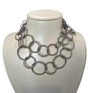 Collana donna SEQUIN chic placcata canna di fucile cerchio dichiarazione catena nuova con etichetta - Foto 1 di 3