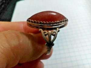 Sowjetischer Vintage Silber Ring Vergoldung Natur Karneol Stern 875 Prüfwert selten - Bild 1 von 10