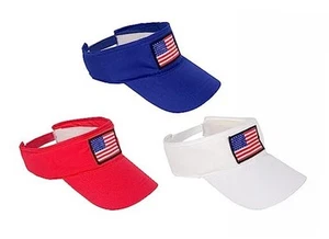 Bulk 24 Pack of Patriotic American Flag Sun Visor Hats - Picture 1 of 6
