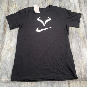 Nike Court Dri-FIT Rafa Tennis T-Shirts Mens Size Small New With Tags Black - Picture 1 of 3
