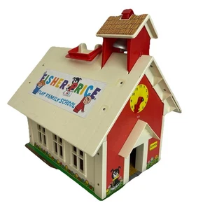 Vintage Fisher Price Little People Play Family School with Working Bell - Picture 1 of 14