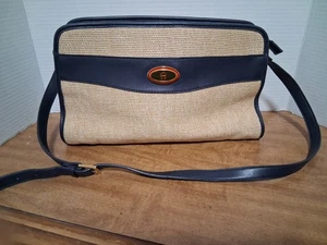 Vintage Etienne Aigner Handtasche Stroh Gewebt Top Zustand Sommer Stylisch Navy - Bild 1 von 11