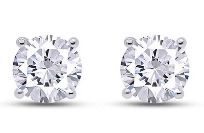 1/2ct Lab Grown Solitaire Diamond Stud Earring's in 14k White Gold Screw Back - Image 1 of 4