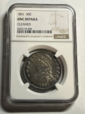 Medio dólar busto tapado 1831 NGC UNC detalle bonito tono gran atractivo visual Foto 1 de 4