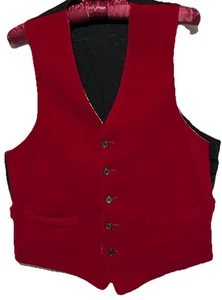 Gilet Velluto Rosso S/M Reversibile Plaid Vintage Anni 70 Unisex Dark Academia Gilet - Foto 1 di 6
