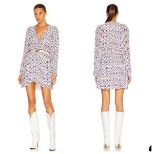 Mini Vestido ETOILE ISABEL MARANT Amandine Estampado Ikat Botón Frontal Talla US-10 FR-42 - Imagen 1 de 15