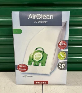 Miele U AirClean 3D OEM Vacuum Dust Bag 4-Pack + 2 Filters Dynamic U1 S7 Upright - Picture 1 of 2