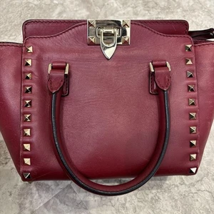 Borsa VALENTINO GARAVANI Rockstud in pelle rossa tote borsetta a tracolla ferramenta oro - Foto 1 di 9