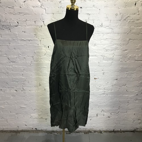 Abito Sacai Donna 4 Verde Cupro Slip Midi Spaghetti Strap Made in Japan Elegante