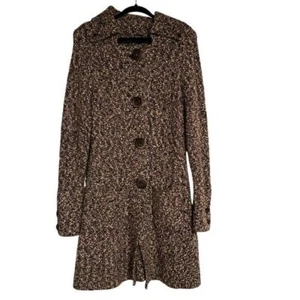 Tribal Women's Hooded Heavy Knit Cardigan Sweater Brown Multi-Color Long LG - Picture 1 of 12
