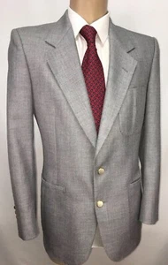 VINTAGE 80ER LANVIN HERREN GRAU SPORT MANTEL BLAZER ANZUG JACKE GR 39R AUFGESETZTE TASCHEN - Bild 1 von 12
