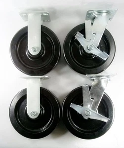 8" x 2" Phenolic Wheel Caster - Rigid (2EA) & Swivel with Brake (2EA) - Bild 1 von 6