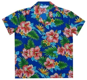 Hawaii Shirts Jungen Allver Blume Strand Aloha Party Camp Urlaub Freizeit - Bild 1 von 10