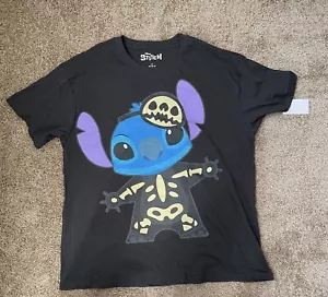 Disney Stitch Skeleton T-Shirt, Halloween Graphic Tee,Cute Novelty Shirt, Medium - Picture 1 of 2
