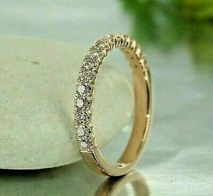 2Ct Round Cut Lab-Created Diamond Half Eternity Band Ring 14K Yellow Gold Plated - Picture 1 of 5