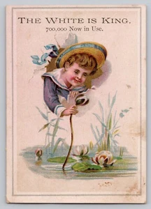 Bath Maine M.M. Lemont 51 Centre St White Sewing Machine Victorian Trade Card - Picture 1 of 2