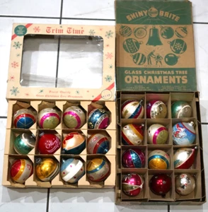 2 BOXES of Vintage Assorted Glass Ornaments SHINY BRITE - Picture 1 of 1