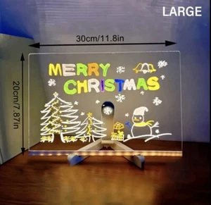 Large LED Writing Note Board with Colors Acrylic Dry 7 Pens Home Office 20*30cm - Picture 1 of 10