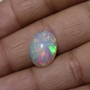 14x10 MM 2.8 Cts Natural AAA Green Red Fire Ethiopian Opal Oval Cabochon - Picture 1 of 9