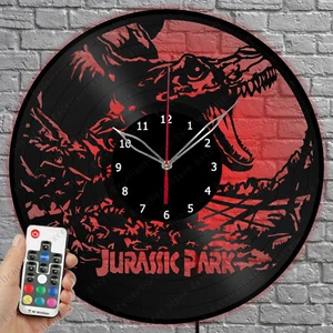 LED Vinyl Clock Jurassic Park LED Light Vinyl Record Wall Clock Home Decor 1173 - Picture 1 of 11