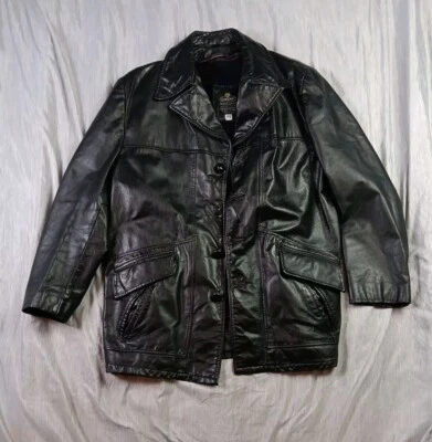 Винтажный Cooper черная кожаная куртка мужская 44 Blazer съемная подкладка дизайнер... - Изображение 1 из 4