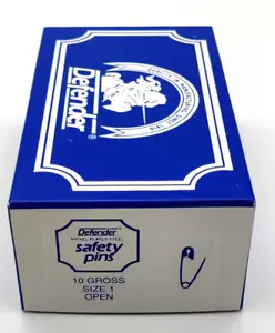 DE COLECCIÓN NUEVOS PINES DE SEGURIDAD DEFENSOR CAJA ABIERTA ACERO NIQUELADO 10 GRUESO TAMAÑO 1 - Imagen 1 de 3